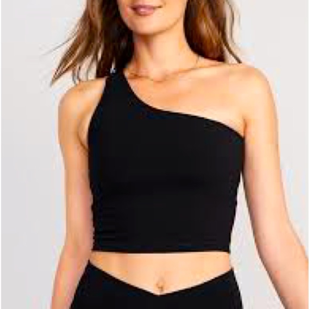 One-Shoulder Black Crop Top